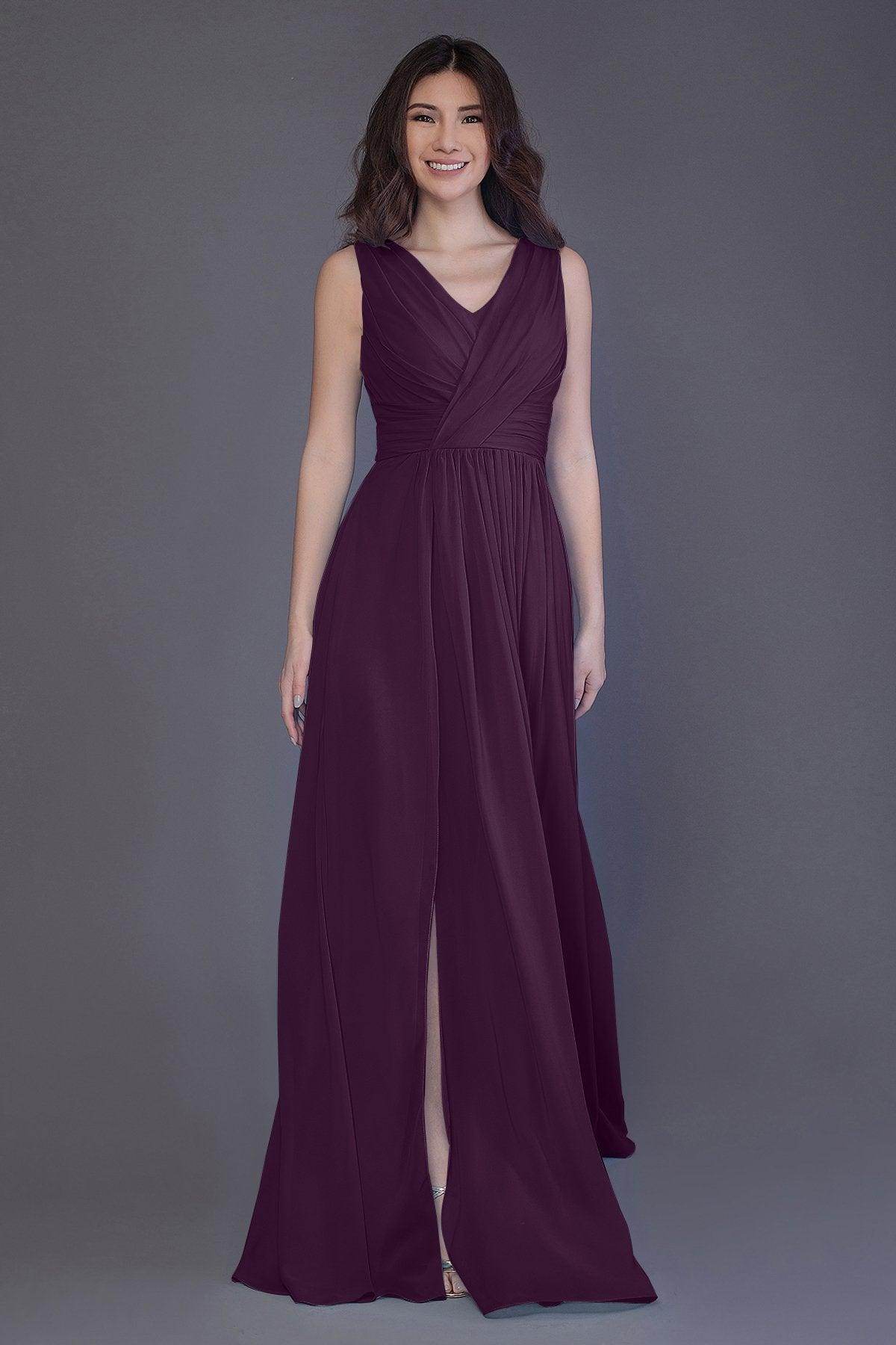 Sheath-Column Floor Length Chiffon Bridesmaid Dress PR3499 - COCOMELODY