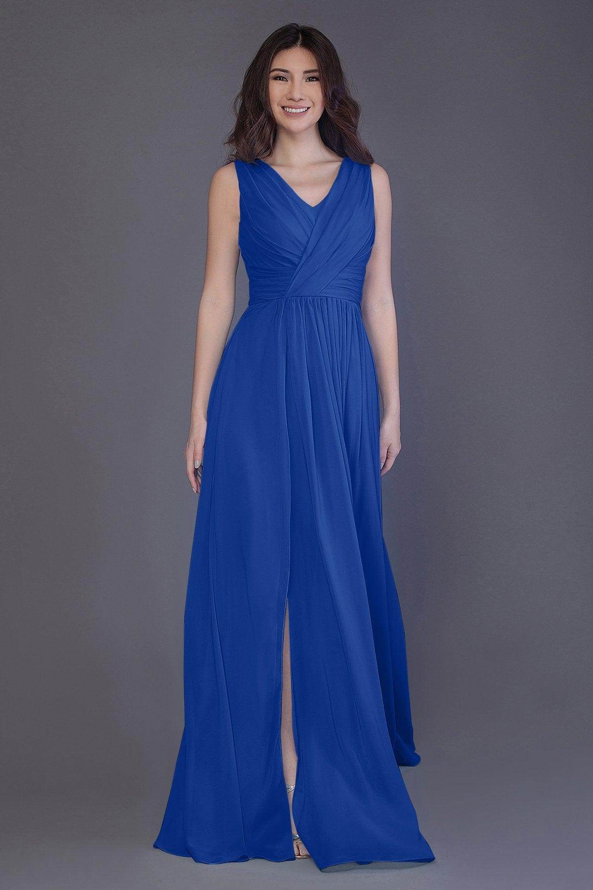 Sheath-Column Floor Length Chiffon Bridesmaid Dress PR3499 - COCOMELODY