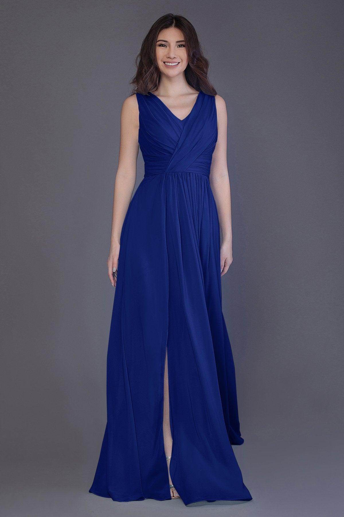 Sheath-Column Floor Length Chiffon Bridesmaid Dress PR3499 - COCOMELODY