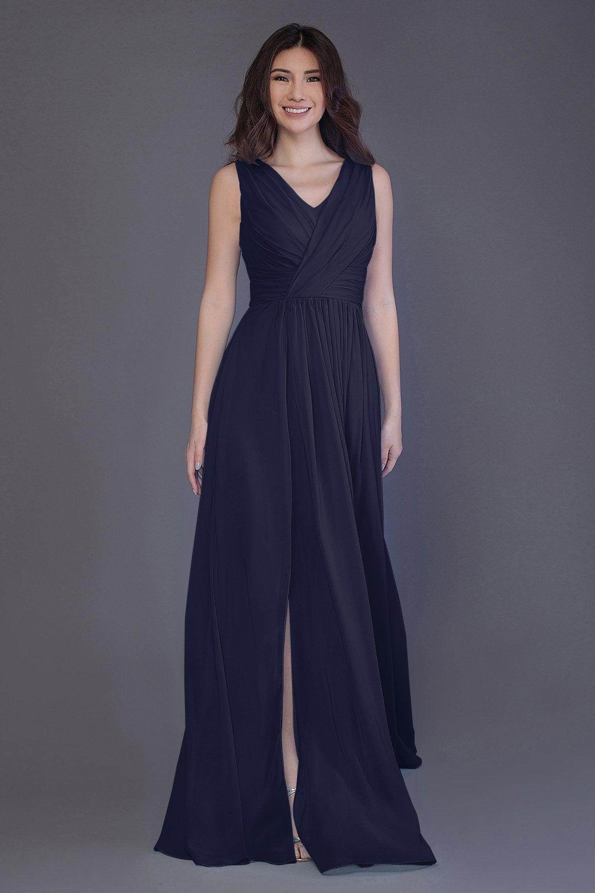 Sheath-Column Floor Length Chiffon Bridesmaid Dress PR3499 - COCOMELODY