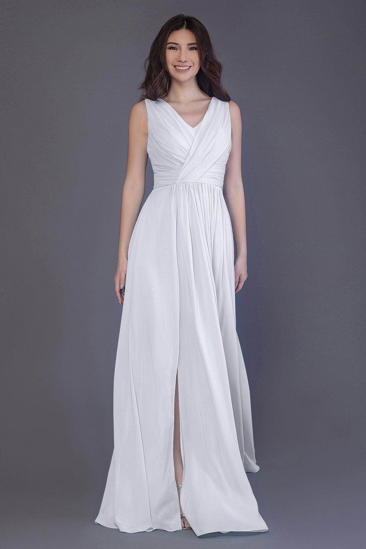 Sheath-Column Floor Length Chiffon Bridesmaid Dress PR3499 - COCOMELODY