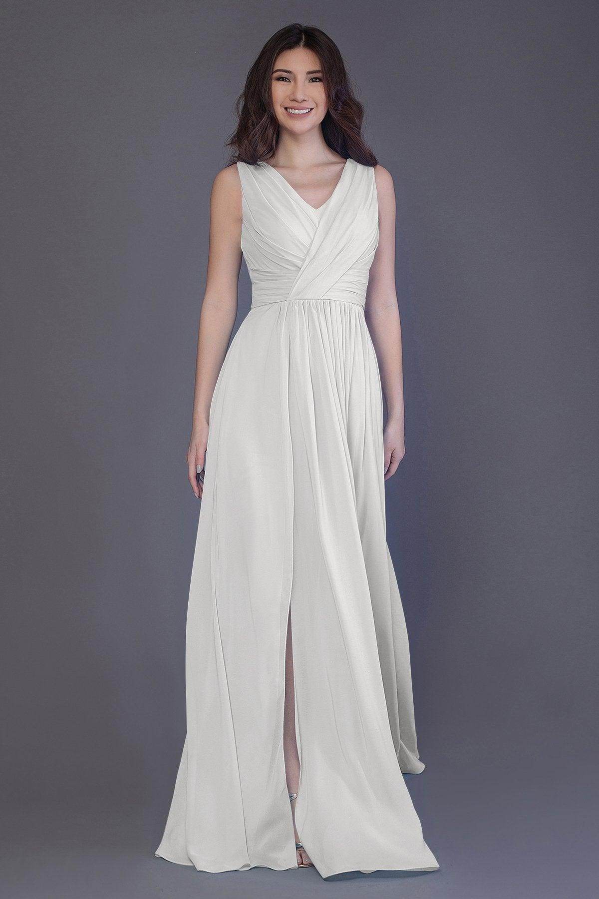 Sheath-Column Floor Length Chiffon Bridesmaid Dress PR3499 - COCOMELODY