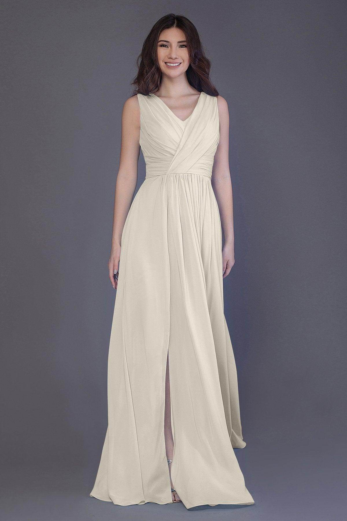 Sheath-Column Floor Length Chiffon Bridesmaid Dress PR3499 - COCOMELODY