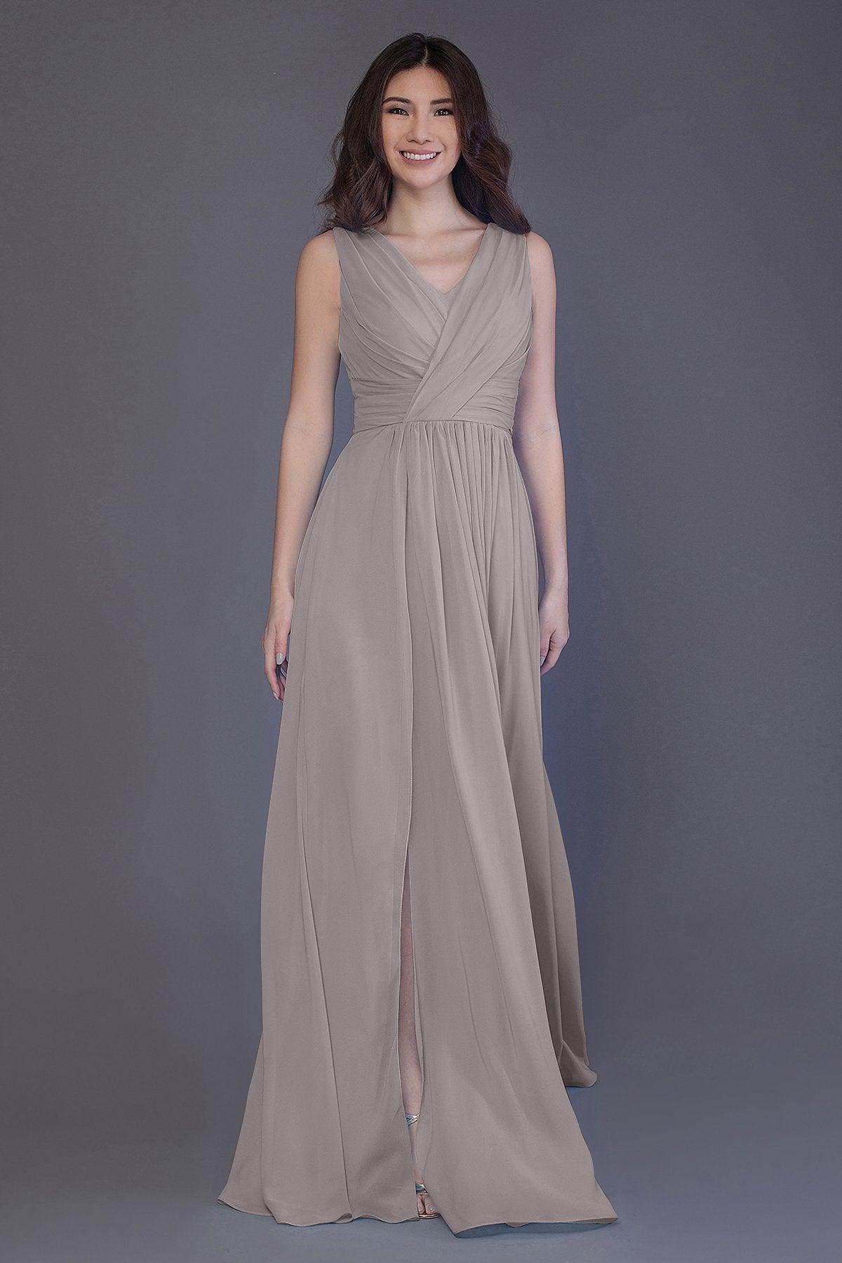 Sheath-Column Floor Length Chiffon Bridesmaid Dress PR3499 - COCOMELODY