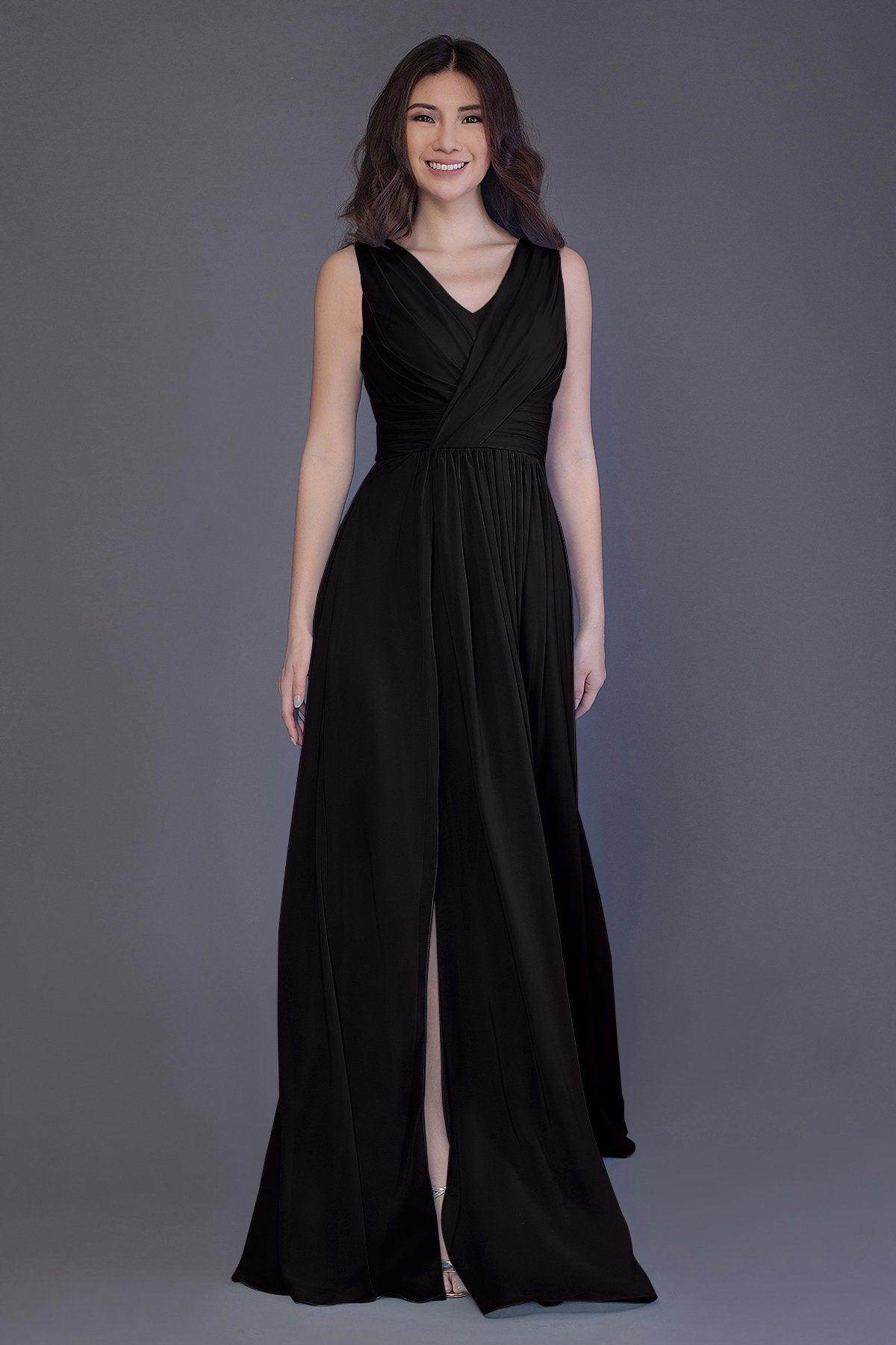 Sheath-Column Floor Length Chiffon Bridesmaid Dress PR3499 - COCOMELODY