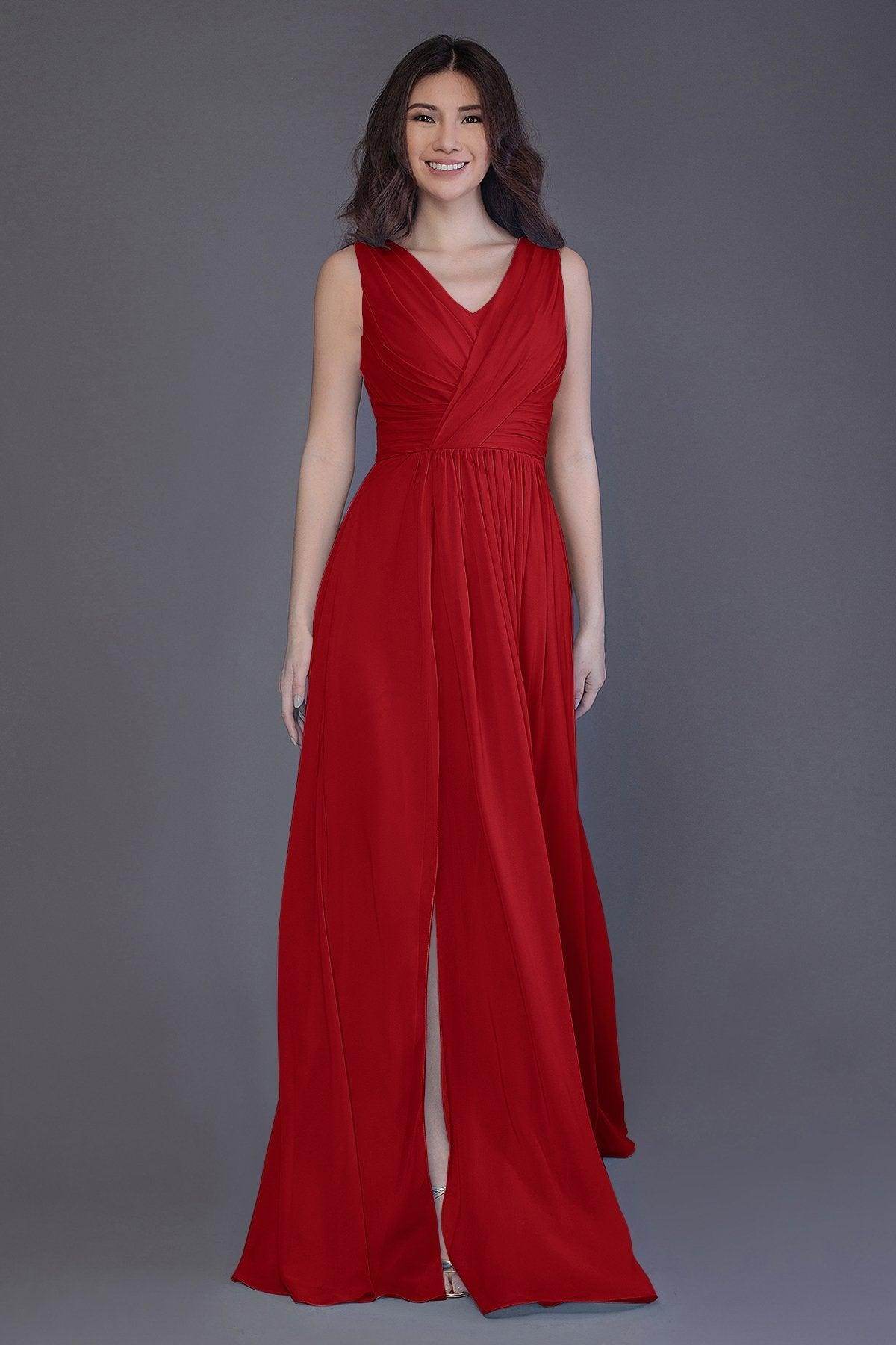 Sheath-Column Floor Length Chiffon Bridesmaid Dress PR3499 - COCOMELODY
