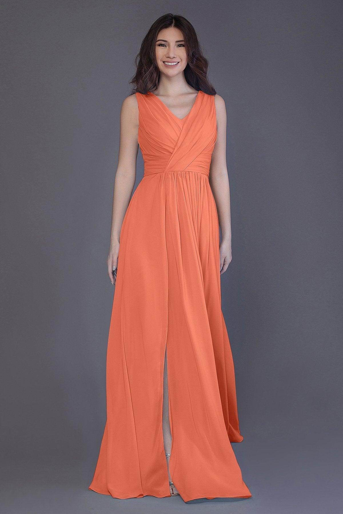 Sheath-Column Floor Length Chiffon Bridesmaid Dress PR3499 - COCOMELODY