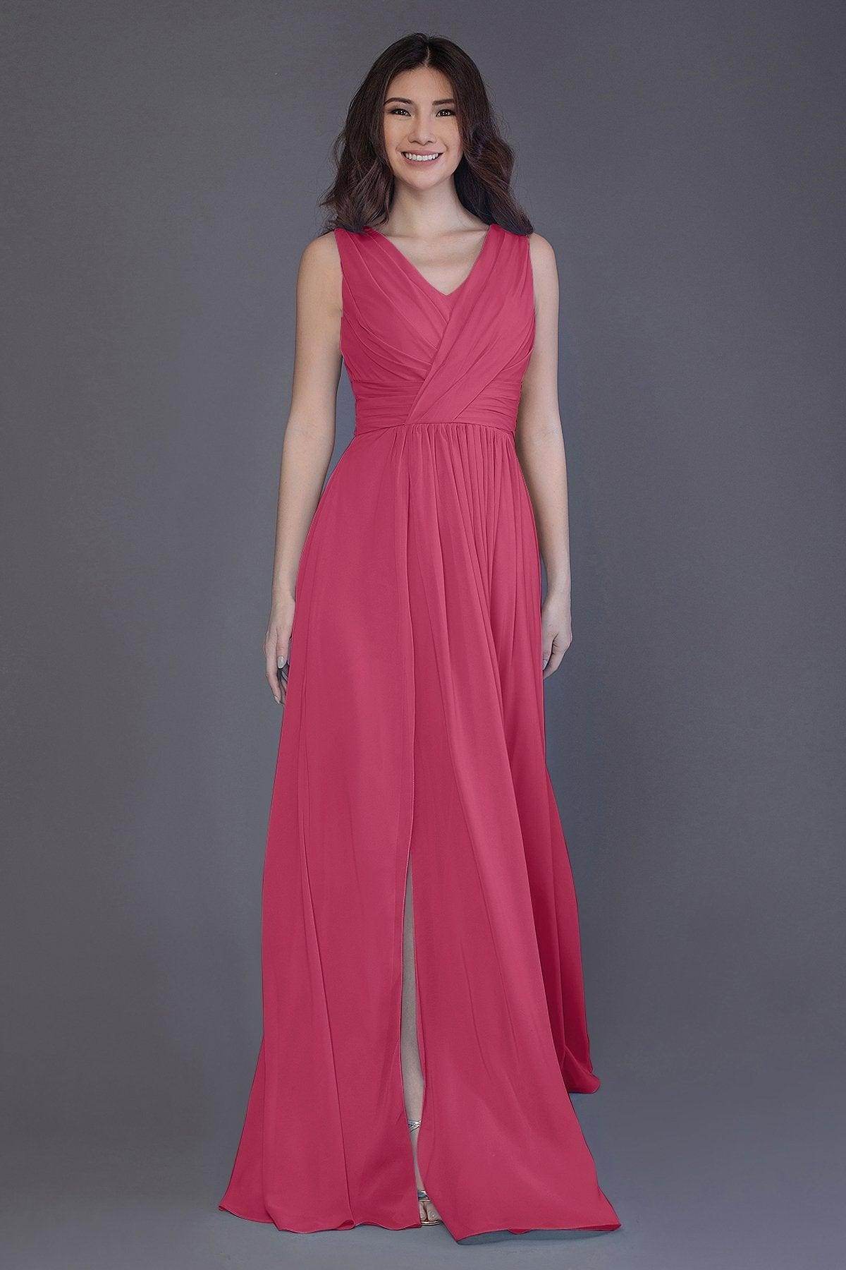 Sheath-Column Floor Length Chiffon Bridesmaid Dress PR3499 - COCOMELODY