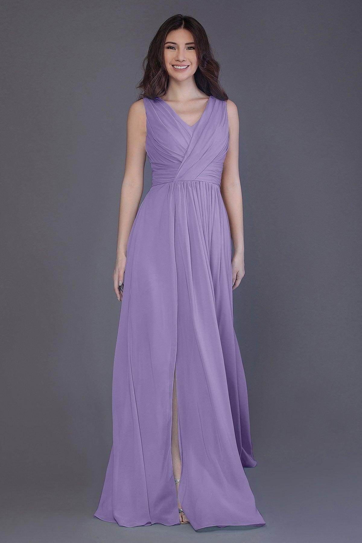 Sheath-Column Floor Length Chiffon Bridesmaid Dress PR3499 - COCOMELODY