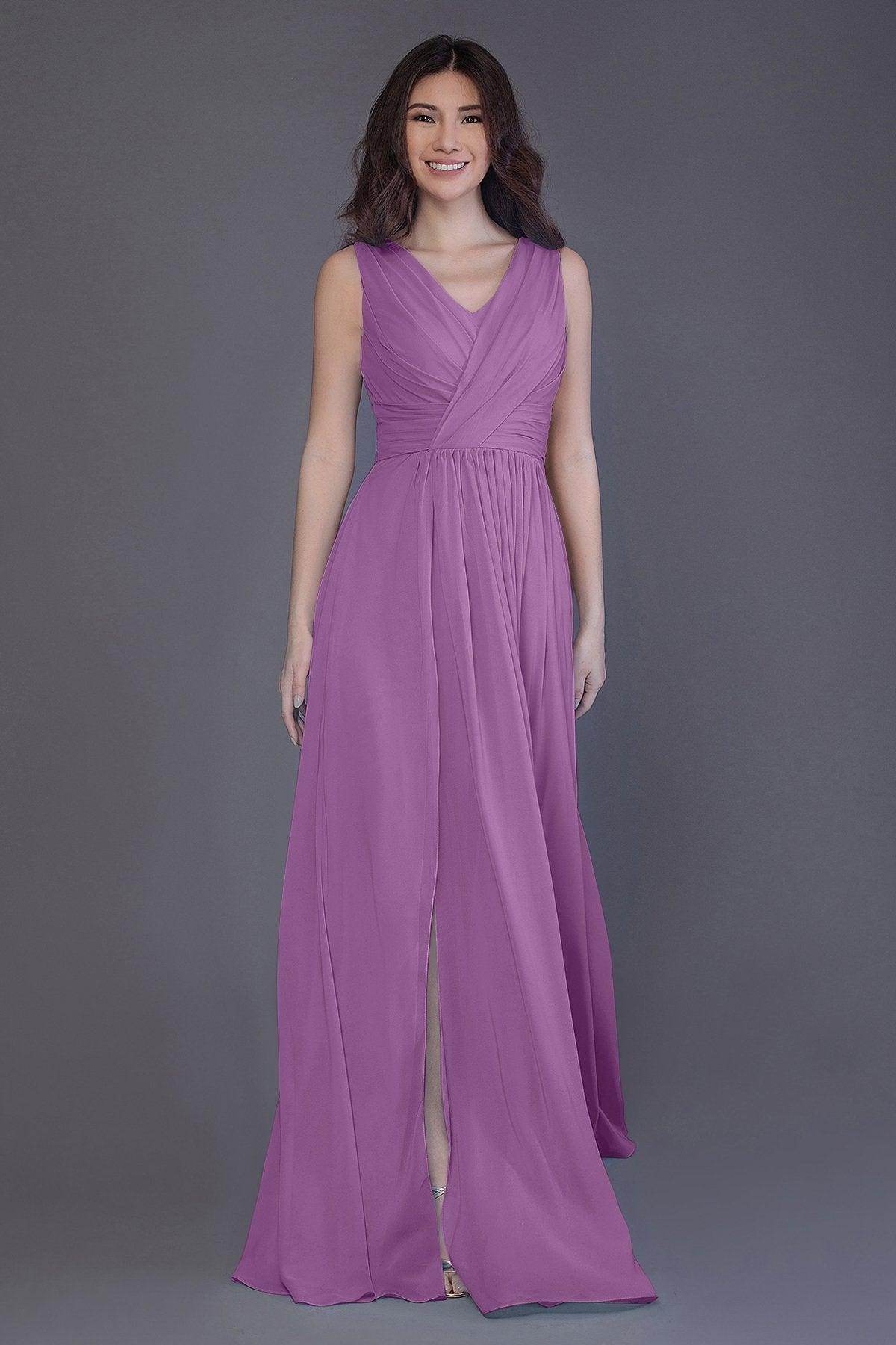 Sheath-Column Floor Length Chiffon Bridesmaid Dress PR3499 - COCOMELODY