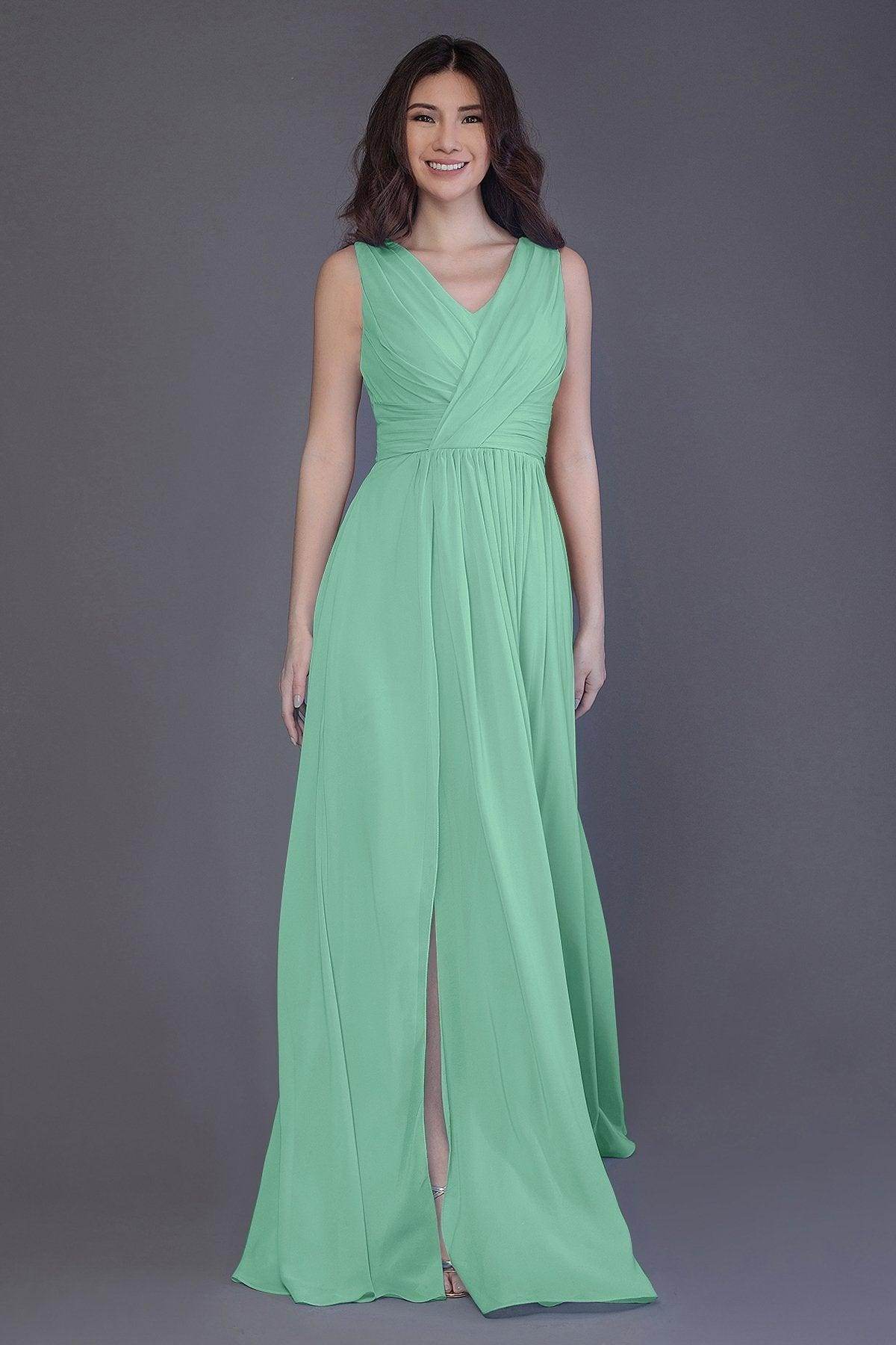 Sheath-Column Floor Length Chiffon Bridesmaid Dress PR3499 - COCOMELODY