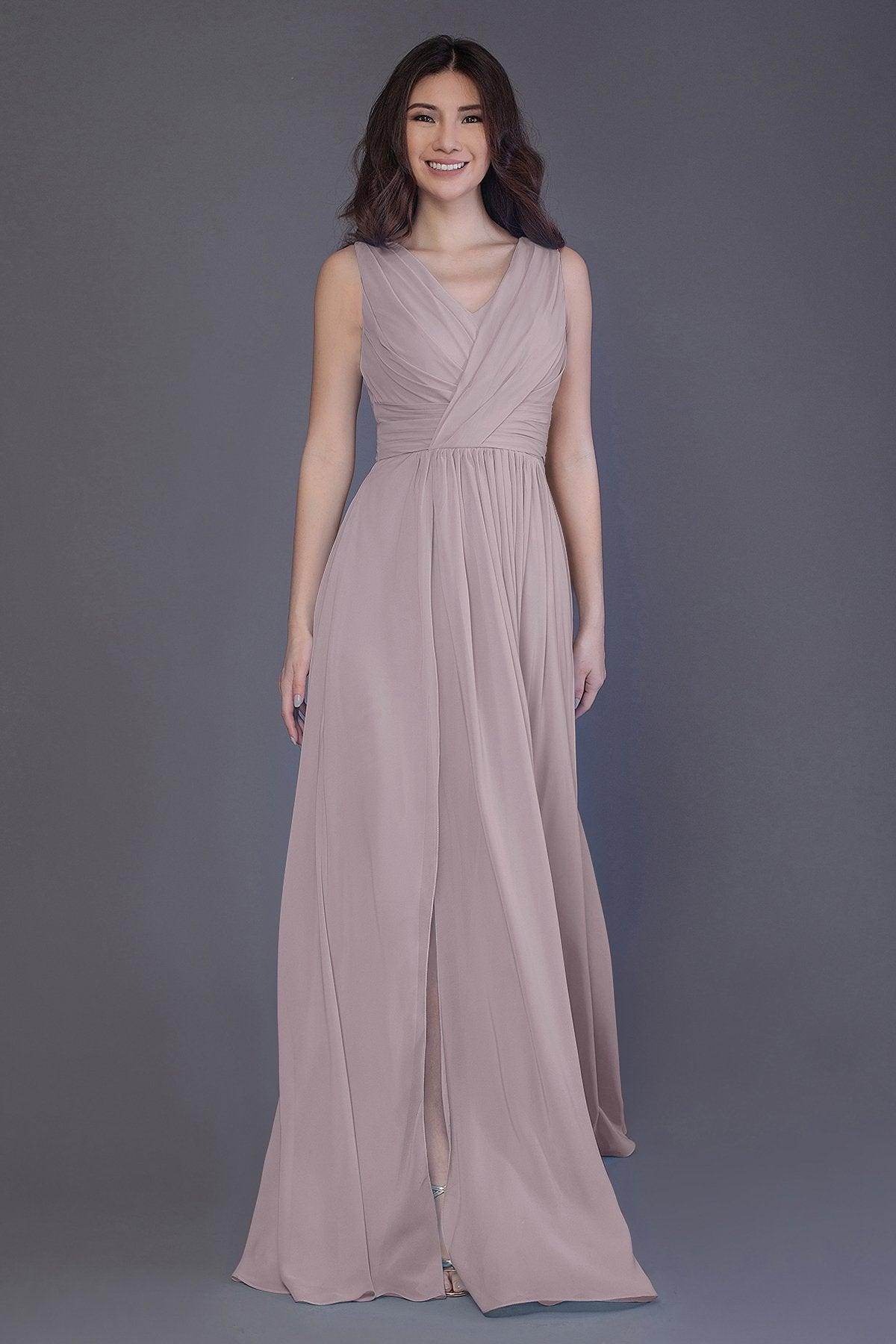 Sheath-Column Floor Length Chiffon Bridesmaid Dress PR3499 - COCOMELODY