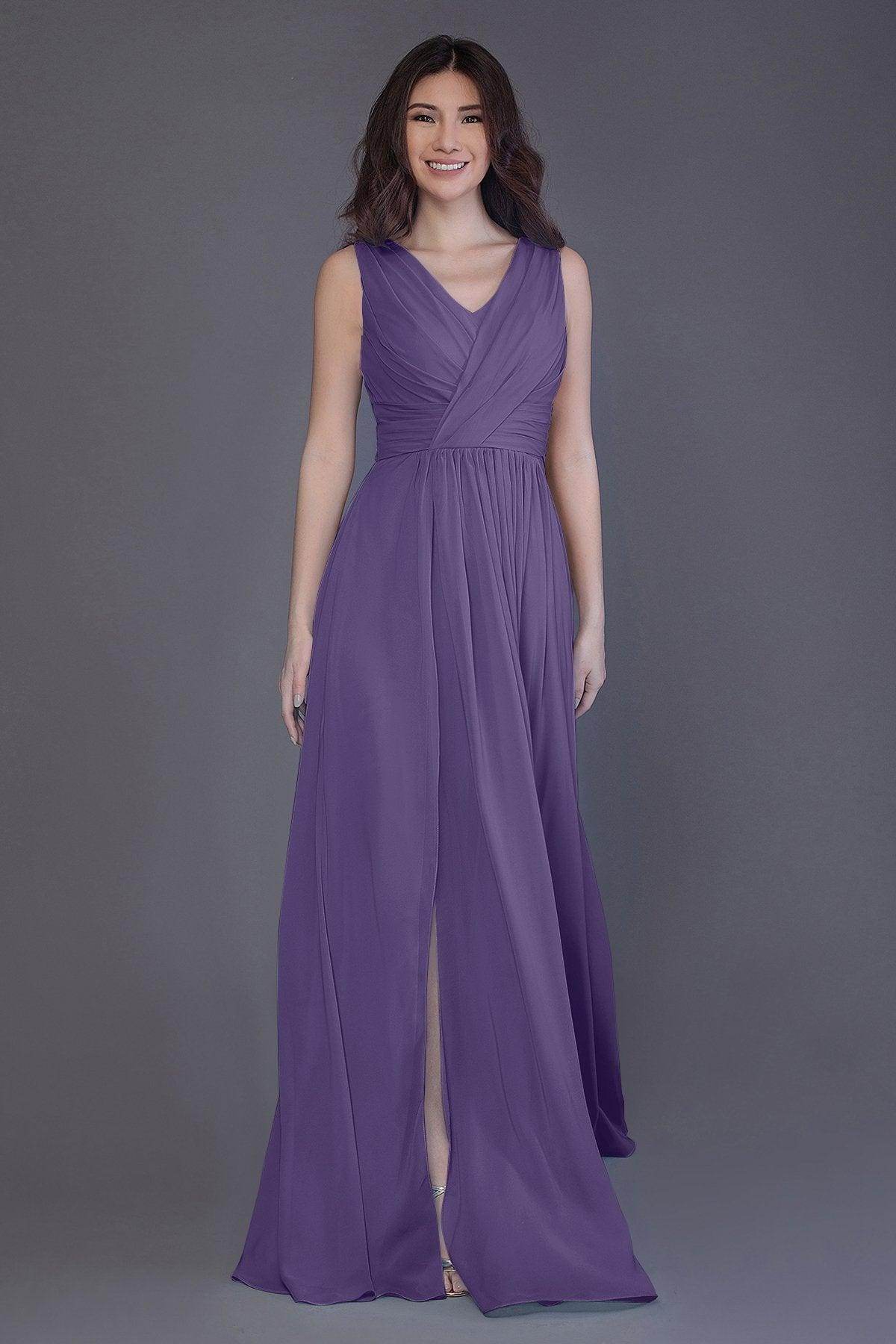 Sheath-Column Floor Length Chiffon Bridesmaid Dress PR3499 - COCOMELODY
