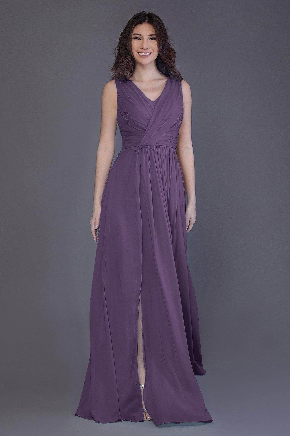 Sheath-Column Floor Length Chiffon Bridesmaid Dress PR3499 - COCOMELODY