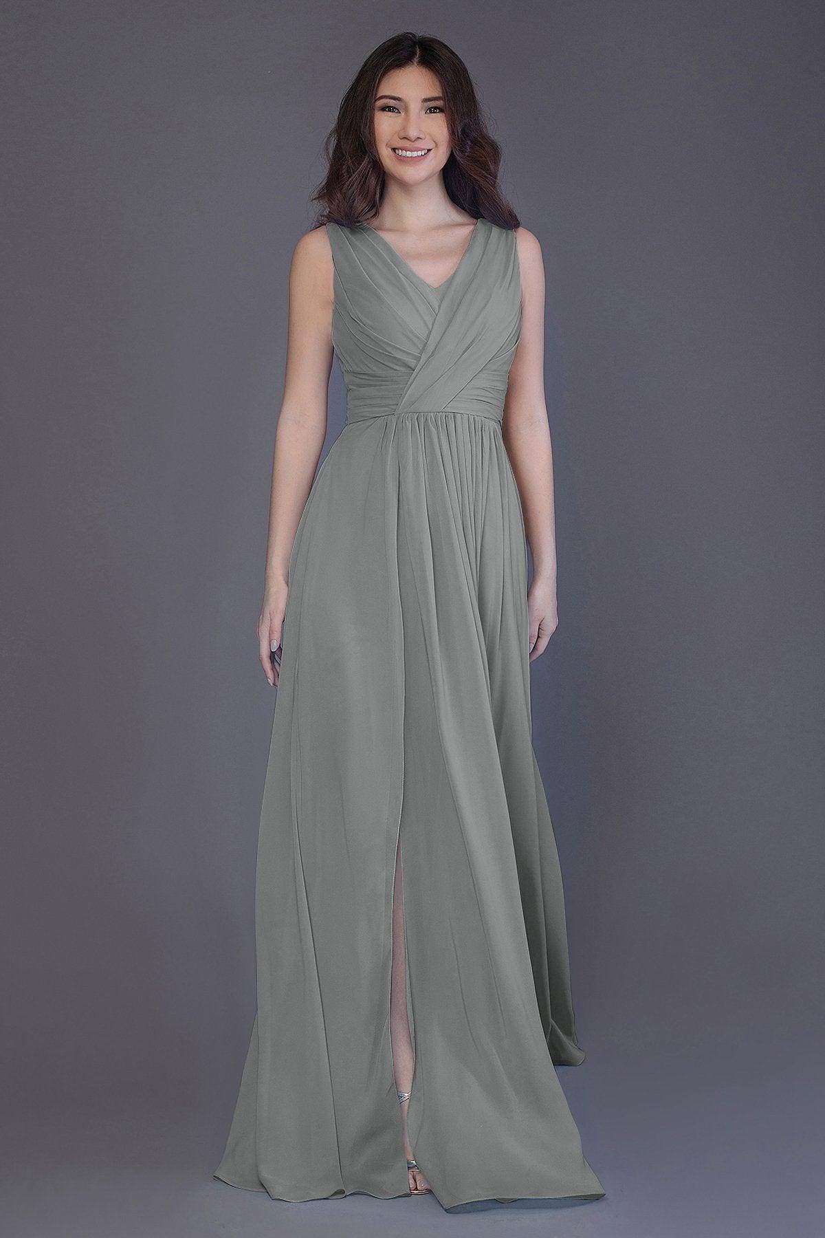 Sheath-Column Floor Length Chiffon Bridesmaid Dress PR3499 - COCOMELODY