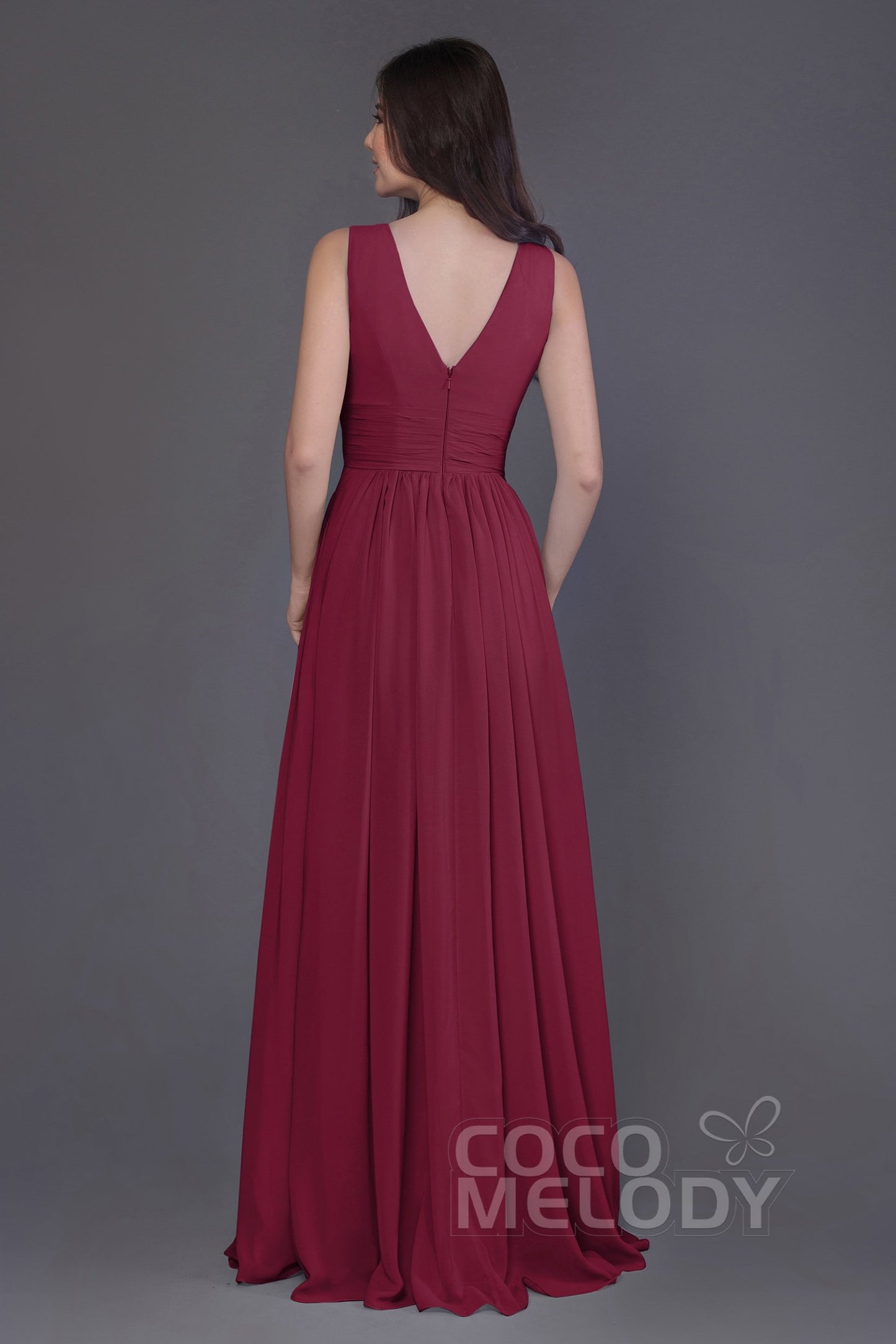 Sheath-Column Floor Length Chiffon Bridesmaid Dress PR3499