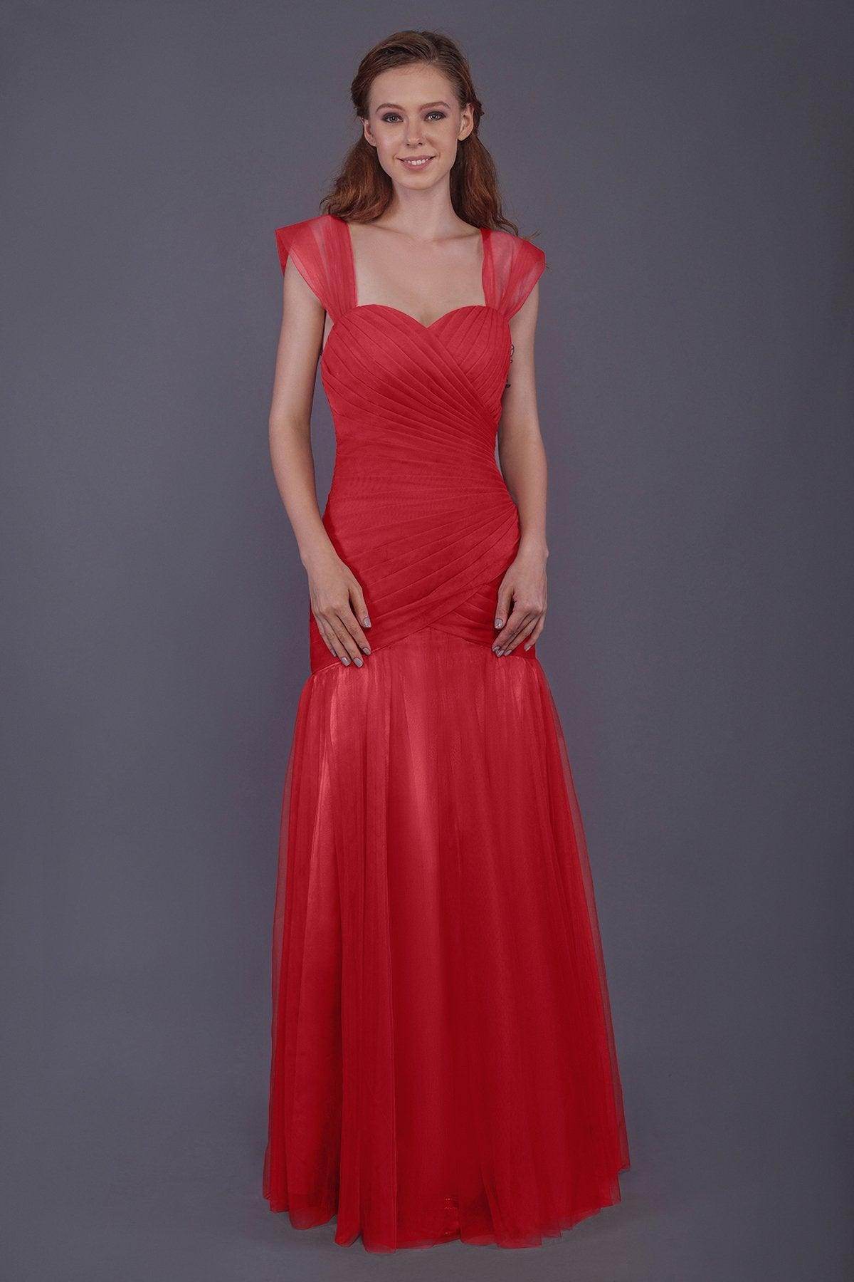 Trumpet-Mermaid Floor Length Tulle Bridesmaid Dress PR3500 - COCOMELODY