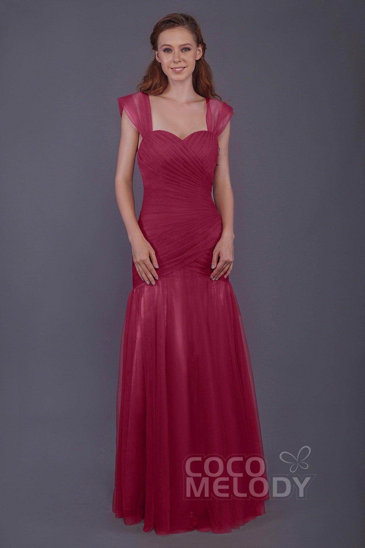 Trumpet-Mermaid Floor Length Tulle Bridesmaid Dress PR3500 - COCOMELODY