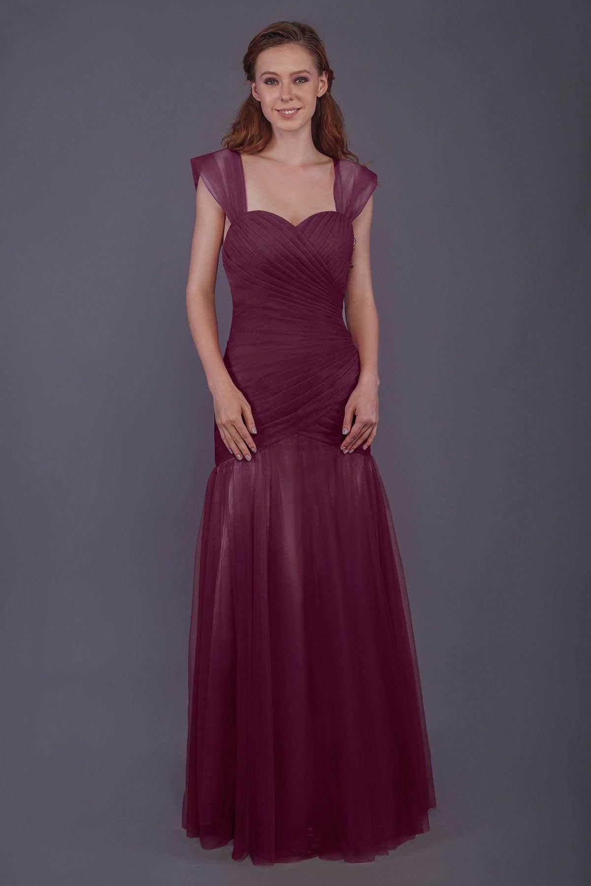 Trumpet-Mermaid Floor Length Tulle Bridesmaid Dress PR3500 - COCOMELODY