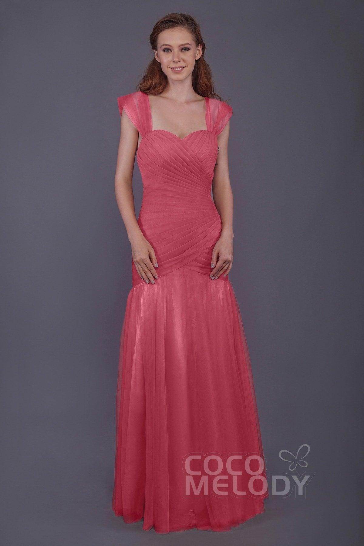 Trumpet-Mermaid Floor Length Tulle Bridesmaid Dress PR3500 - COCOMELODY