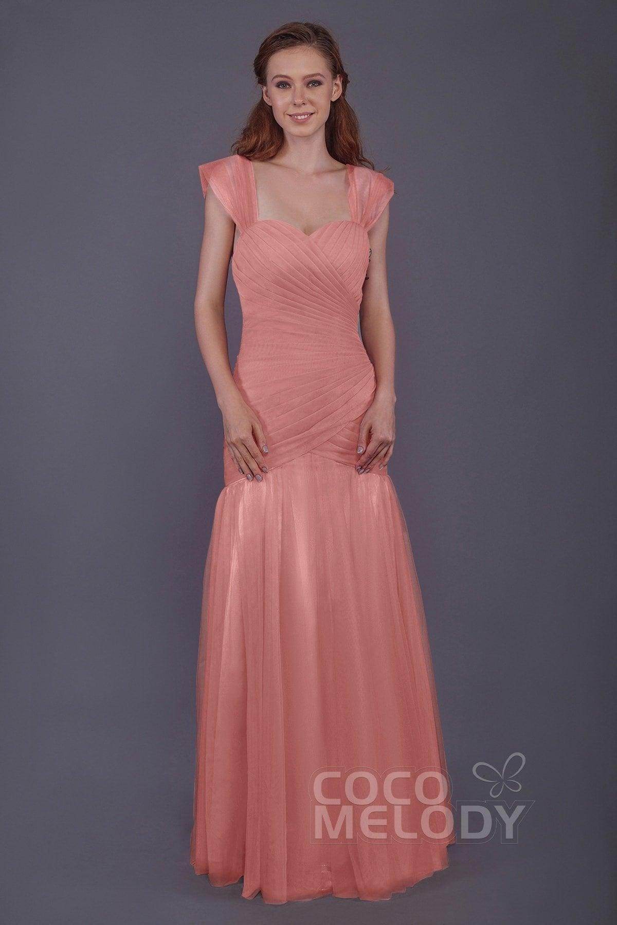 Trumpet-Mermaid Floor Length Tulle Bridesmaid Dress PR3500 - COCOMELODY