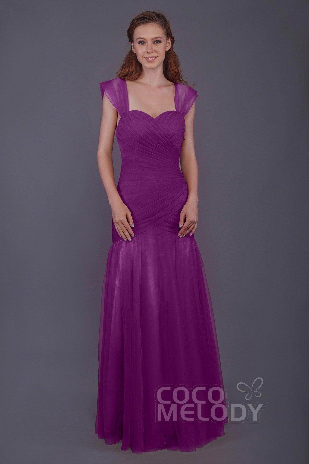Trumpet-Mermaid Floor Length Tulle Bridesmaid Dress PR3500 - COCOMELODY