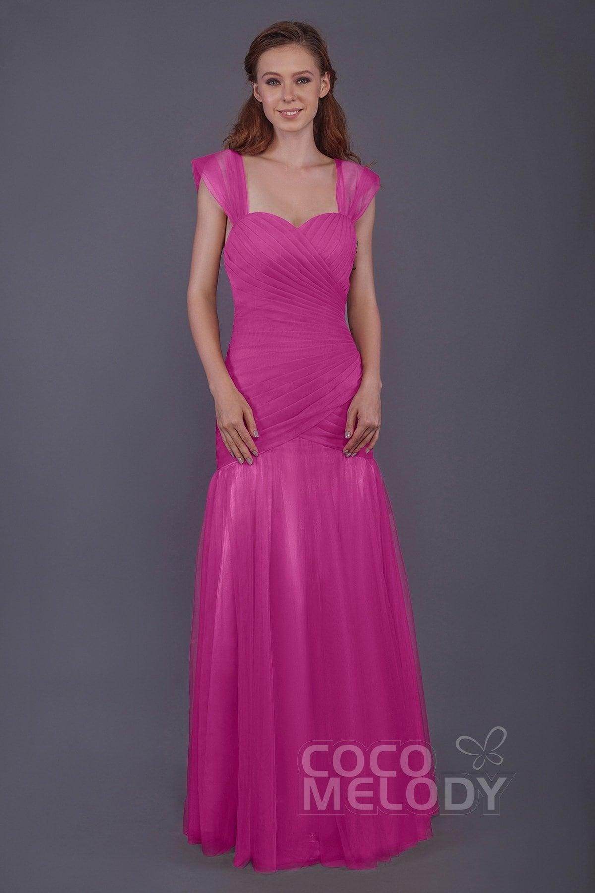 Trumpet-Mermaid Floor Length Tulle Bridesmaid Dress PR3500 - COCOMELODY