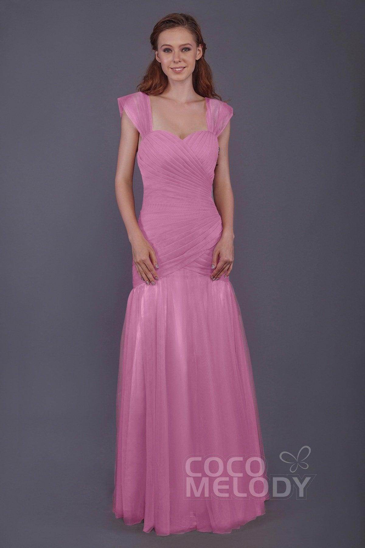 Trumpet-Mermaid Floor Length Tulle Bridesmaid Dress PR3500 - COCOMELODY
