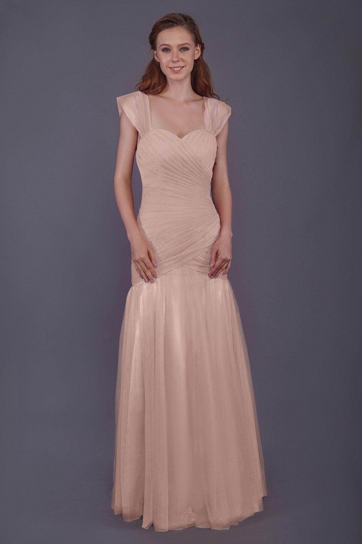 Trumpet-Mermaid Floor Length Tulle Bridesmaid Dress PR3500 - COCOMELODY