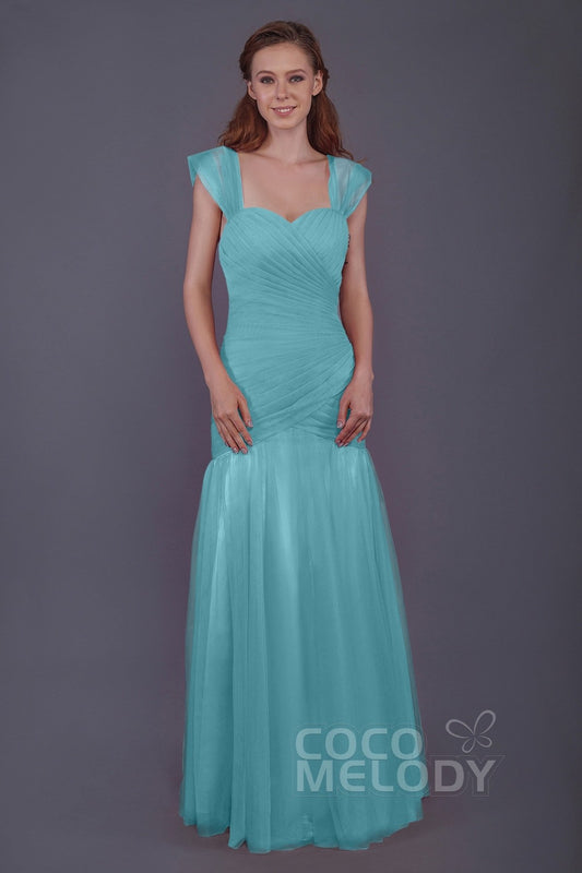 Trumpet-Mermaid Floor Length Tulle Bridesmaid Dress PR3500