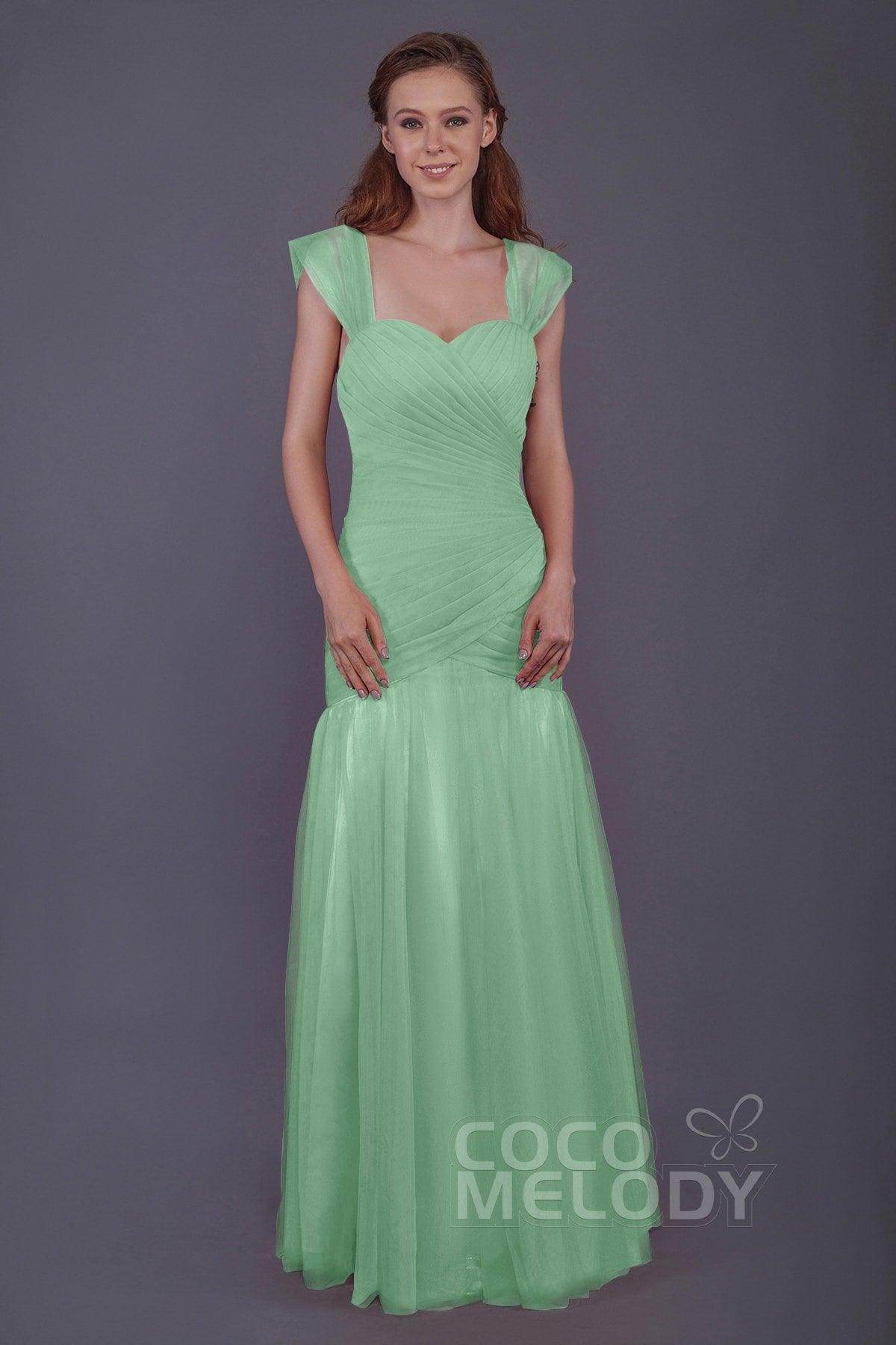 Trumpet-Mermaid Floor Length Tulle Bridesmaid Dress PR3500 - COCOMELODY