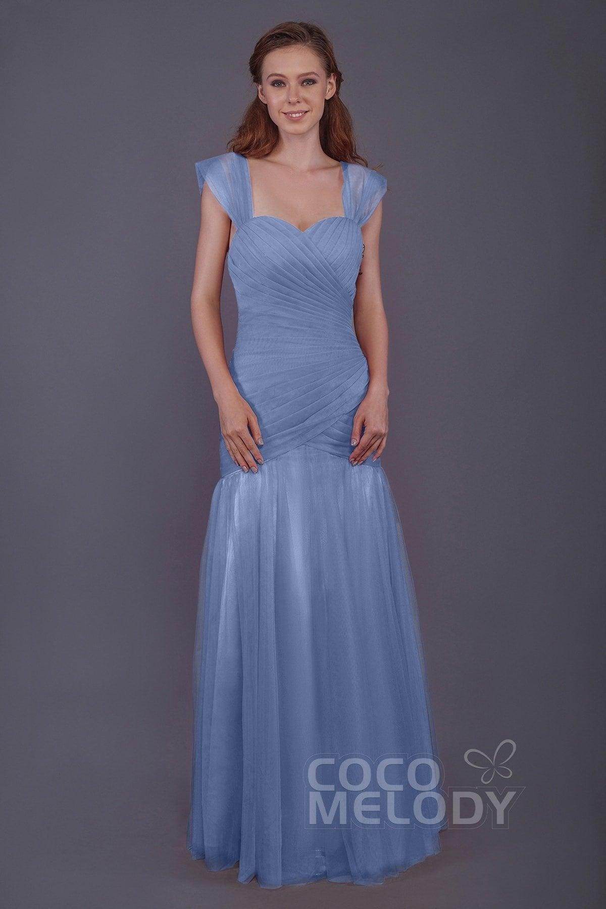 Trumpet-Mermaid Floor Length Tulle Bridesmaid Dress PR3500 - COCOMELODY