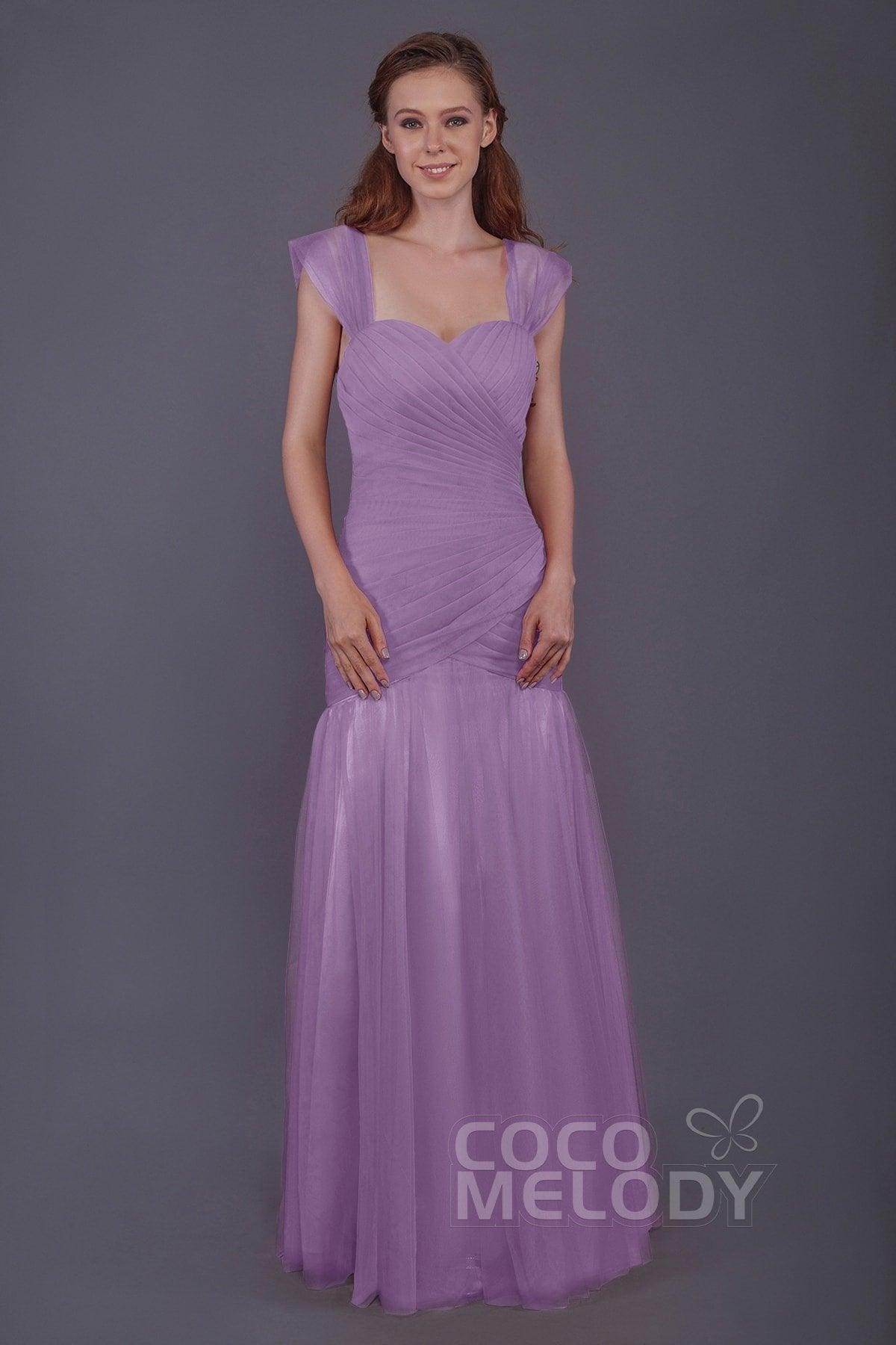 Trumpet-Mermaid Floor Length Tulle Bridesmaid Dress PR3500 - COCOMELODY