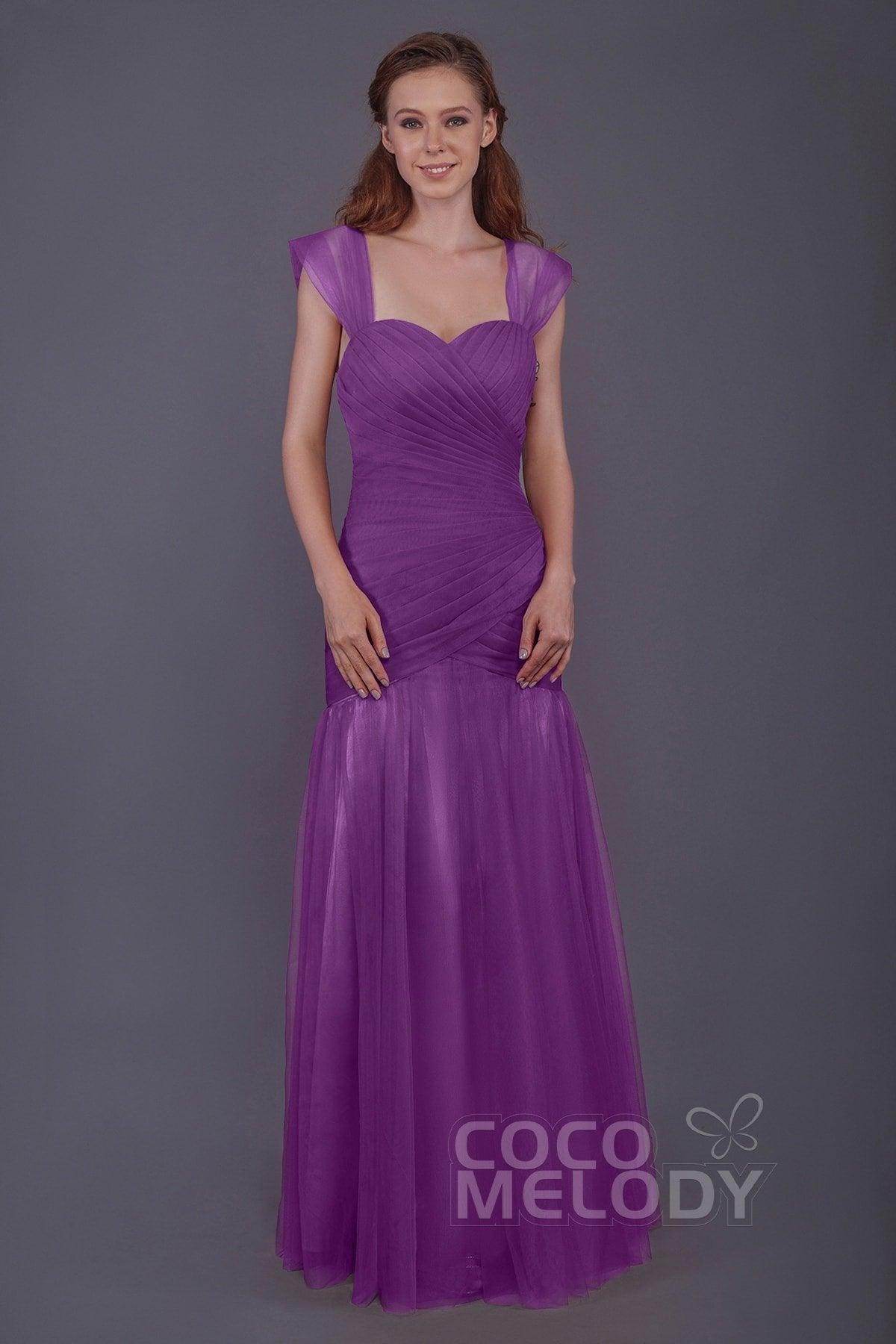 Trumpet-Mermaid Floor Length Tulle Bridesmaid Dress PR3500 - COCOMELODY