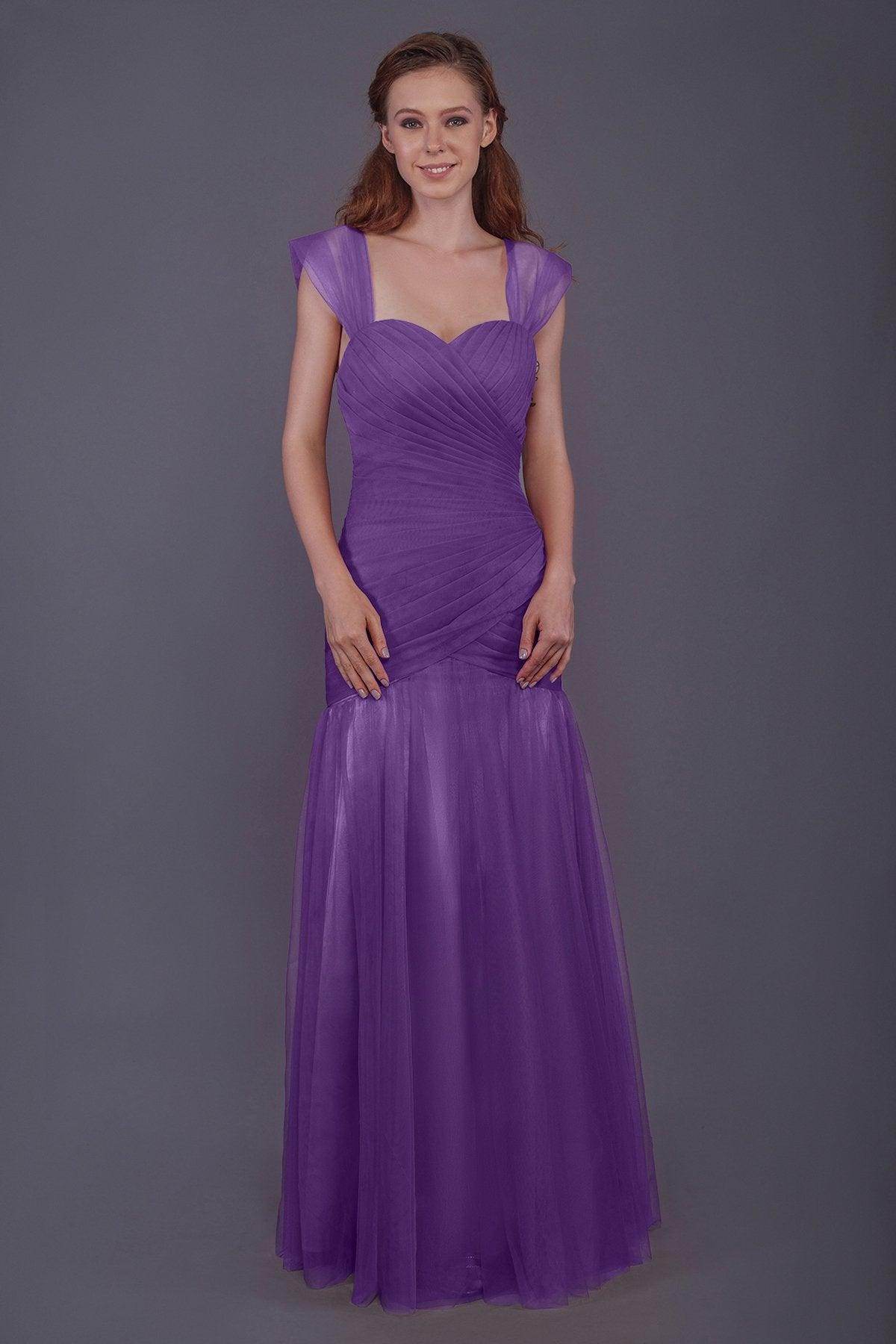 Trumpet-Mermaid Floor Length Tulle Bridesmaid Dress PR3500 - COCOMELODY