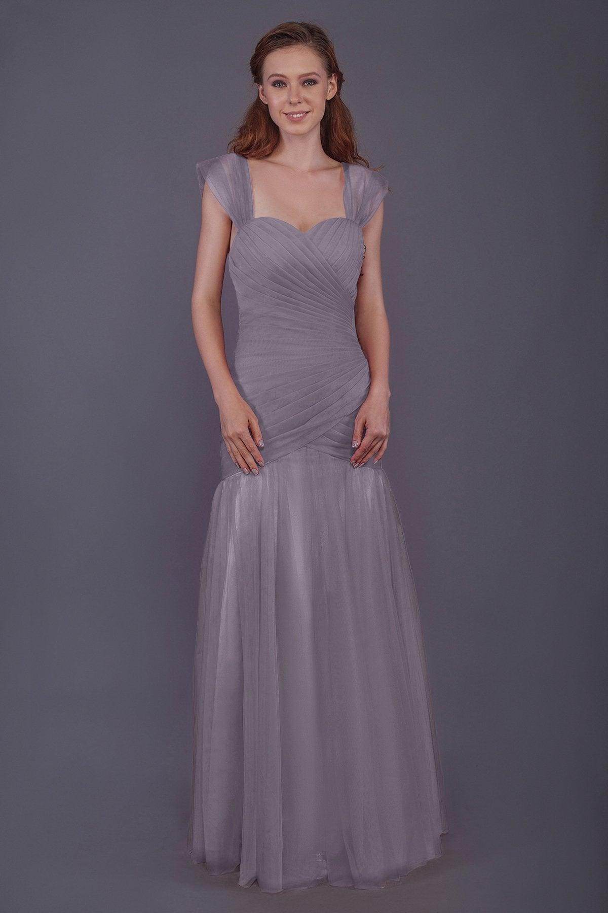 Trumpet-Mermaid Floor Length Tulle Bridesmaid Dress PR3500 - COCOMELODY