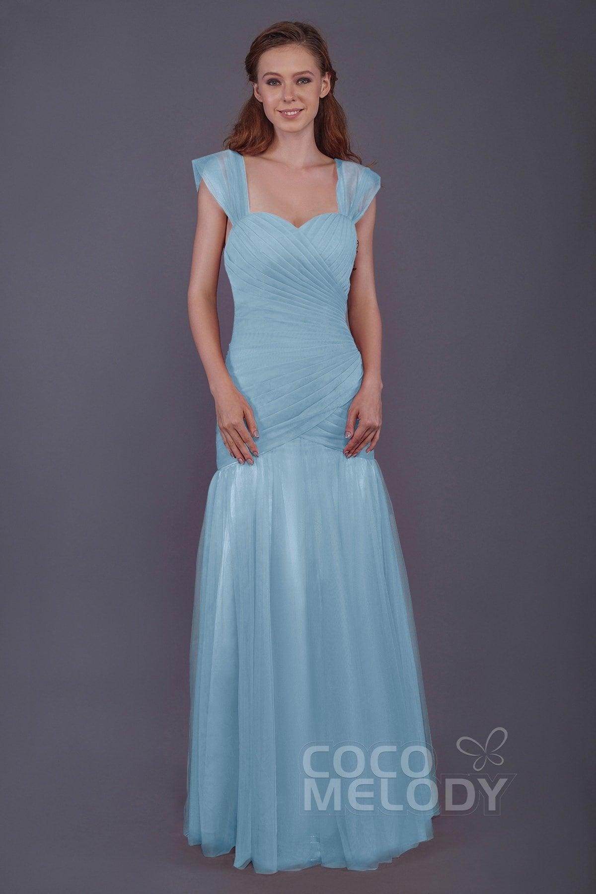 Trumpet-Mermaid Floor Length Tulle Bridesmaid Dress PR3500 - COCOMELODY