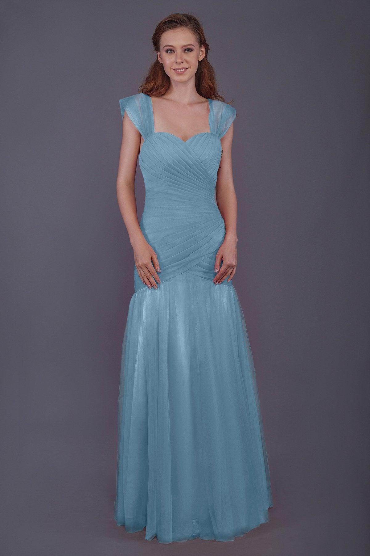 Trumpet-Mermaid Floor Length Tulle Bridesmaid Dress PR3500 - COCOMELODY