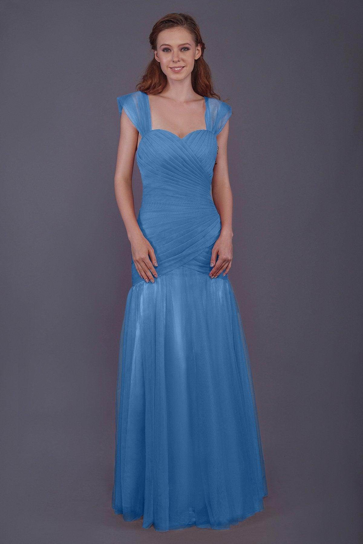 Trumpet-Mermaid Floor Length Tulle Bridesmaid Dress PR3500 - COCOMELODY