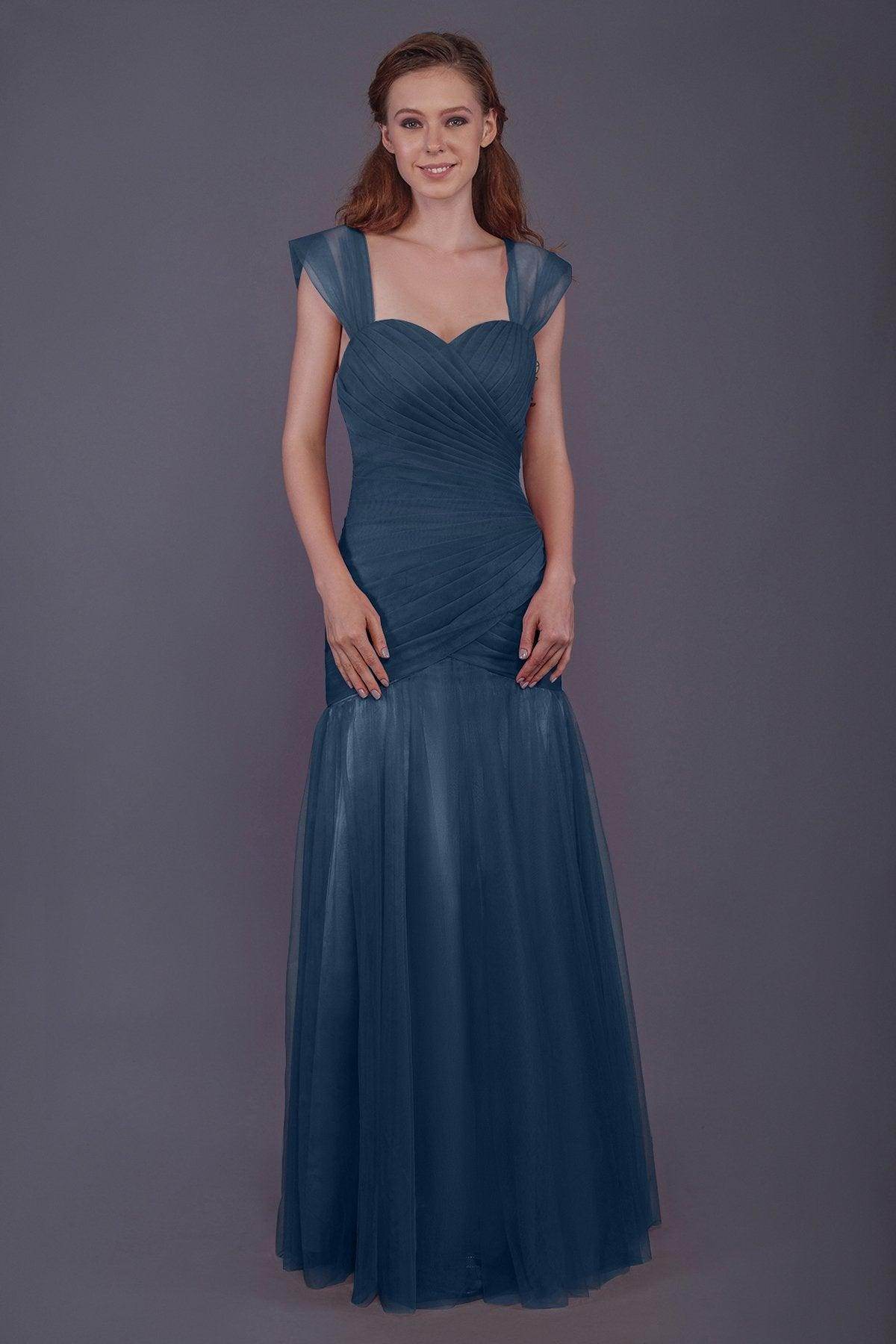 Trumpet-Mermaid Floor Length Tulle Bridesmaid Dress PR3500 - COCOMELODY