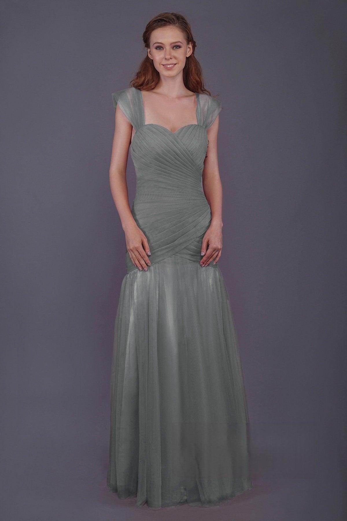 Trumpet-Mermaid Floor Length Tulle Bridesmaid Dress PR3500 - COCOMELODY