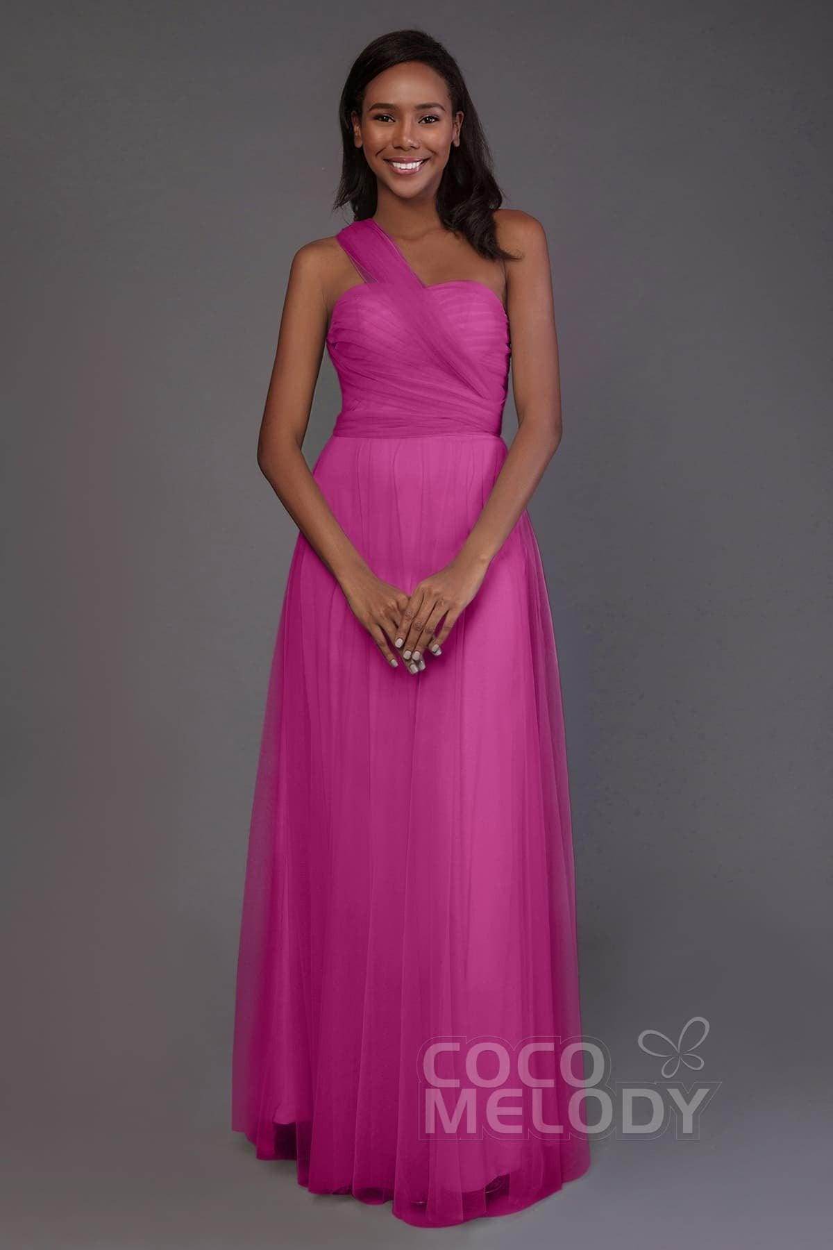 Sheath-Column Floor Length Tulle Bridesmaid Dress PR3502 - COCOMELODY