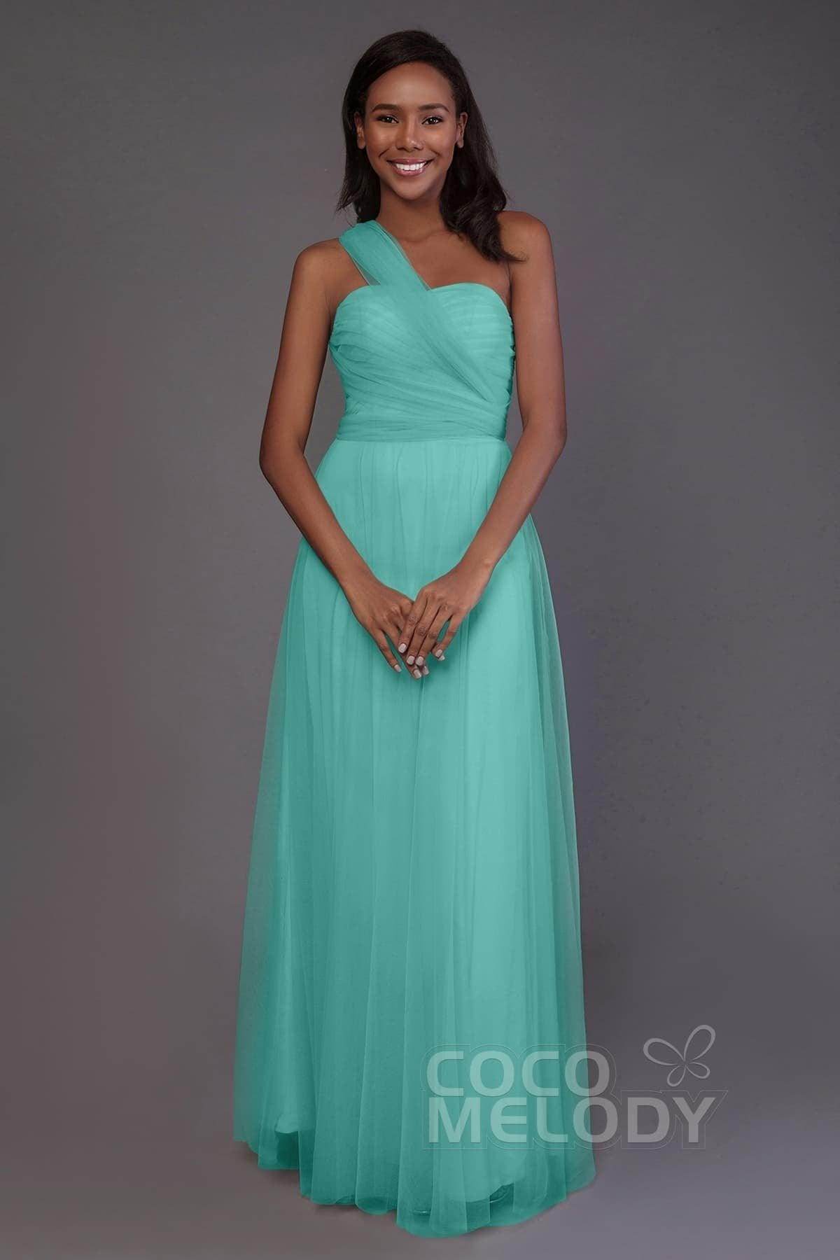 Sheath-Column Floor Length Tulle Bridesmaid Dress PR3502 - COCOMELODY