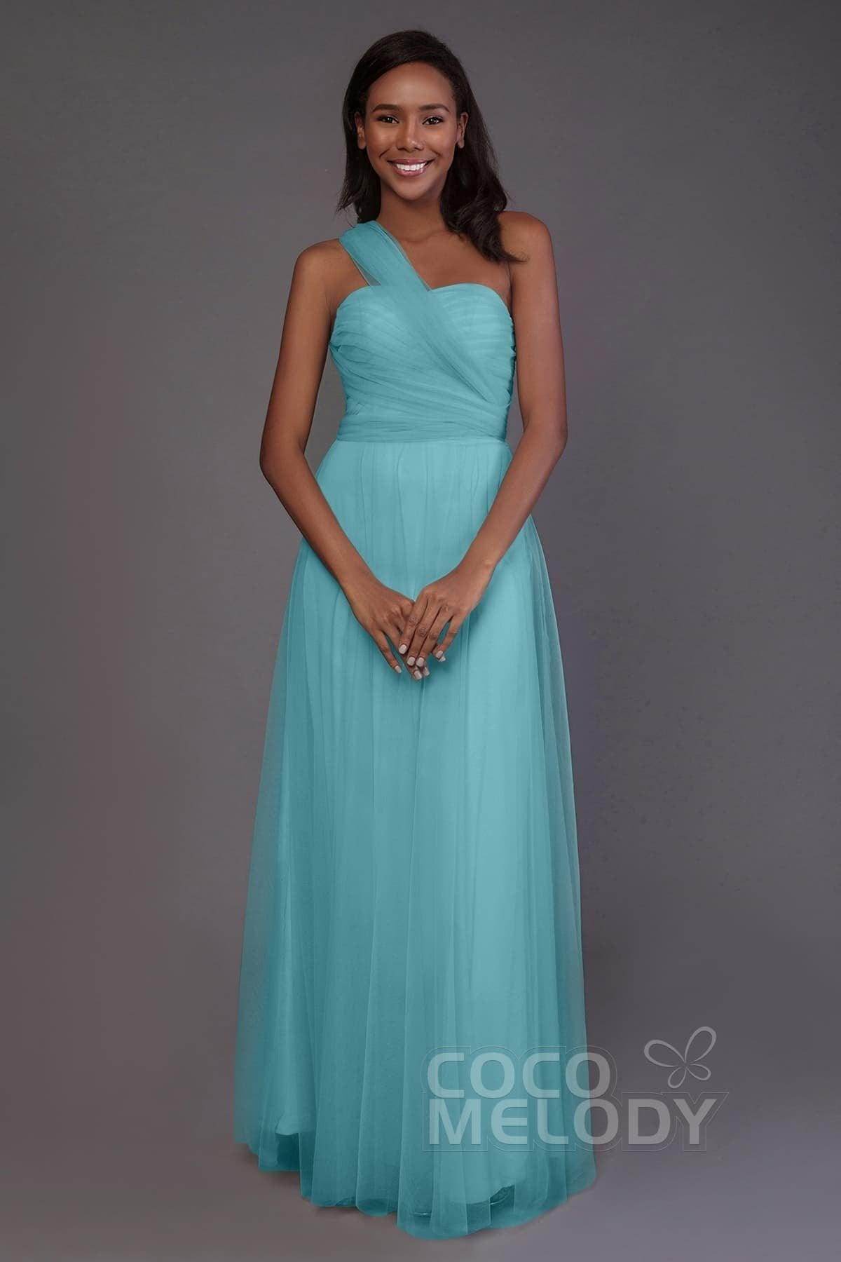 Sheath-Column Floor Length Tulle Bridesmaid Dress PR3502 - COCOMELODY