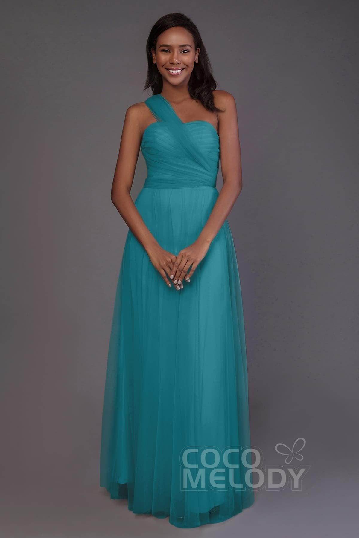Sheath-Column Floor Length Tulle Bridesmaid Dress PR3502 - COCOMELODY