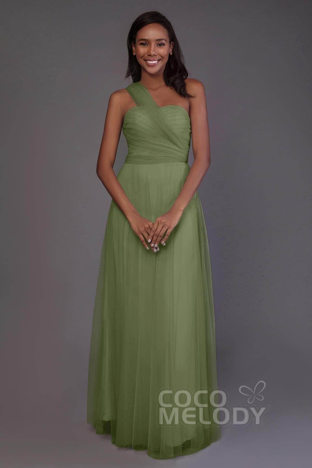Sheath-Column Floor Length Tulle Bridesmaid Dress PR3502 - COCOMELODY