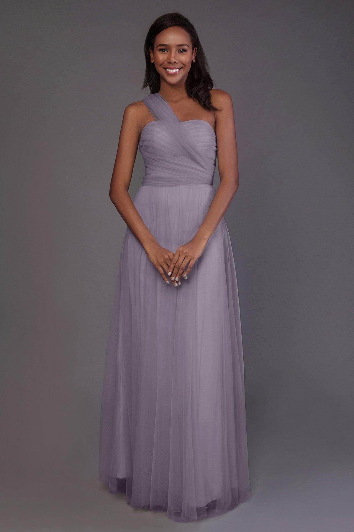 Sheath-Column Floor Length Tulle Bridesmaid Dress PR3502 - COCOMELODY