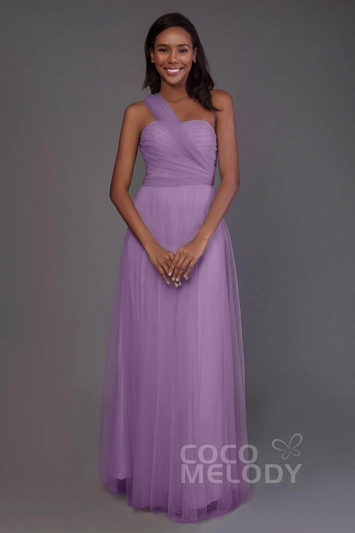 Sheath-Column Floor Length Tulle Bridesmaid Dress PR3502 - COCOMELODY