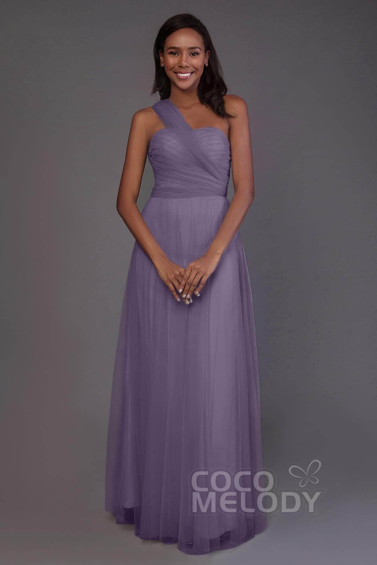 Sheath-Column Floor Length Tulle Bridesmaid Dress PR3502 - COCOMELODY