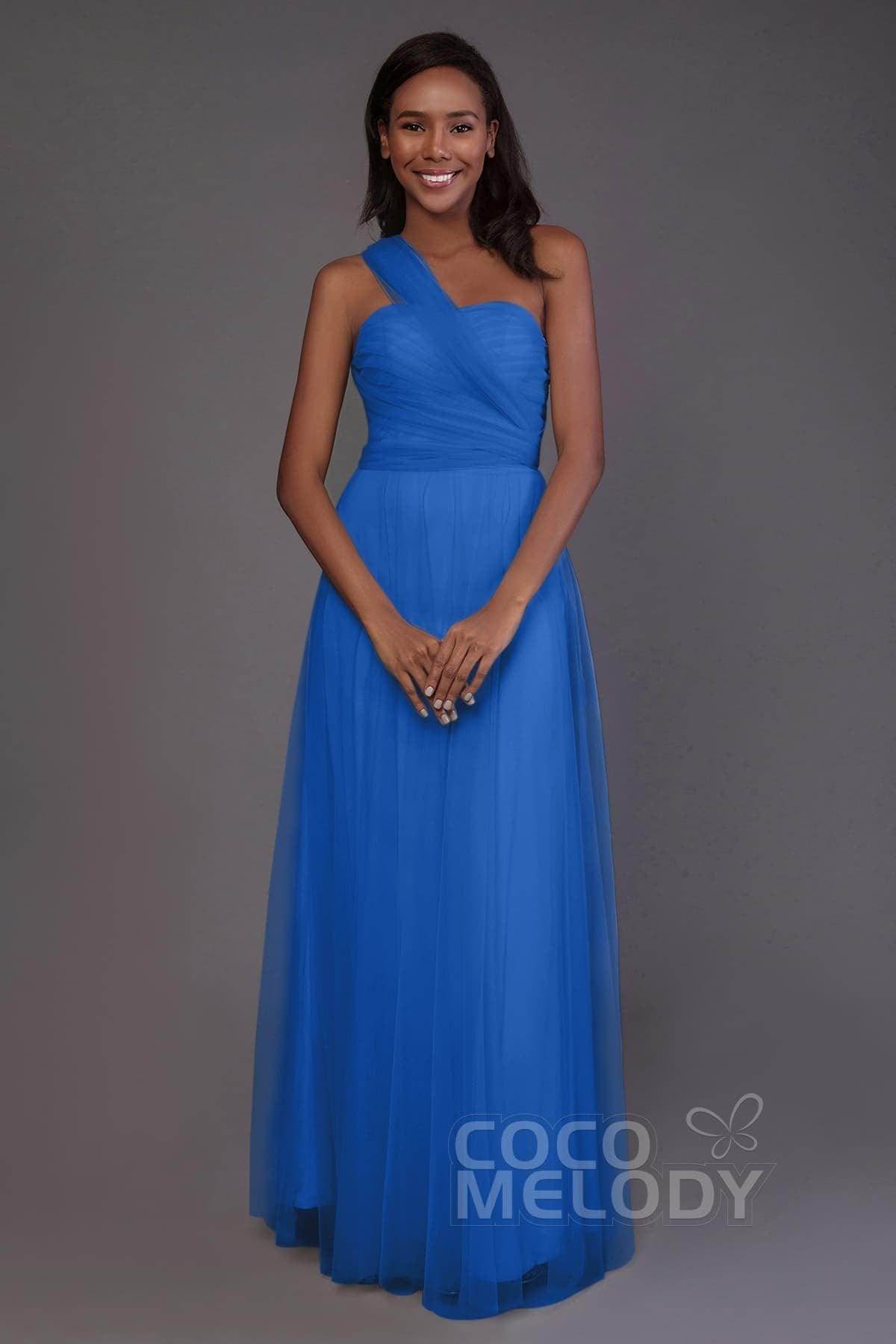 Sheath-Column Floor Length Tulle Bridesmaid Dress PR3502 - COCOMELODY
